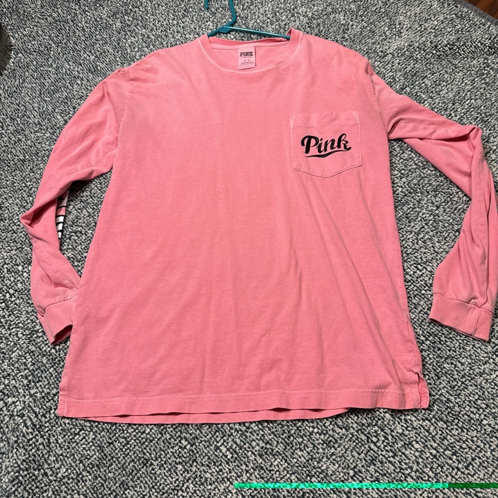 Victoria's Secret PINK Long Sleeve Campus Pocket T-Shirt Women's Size M